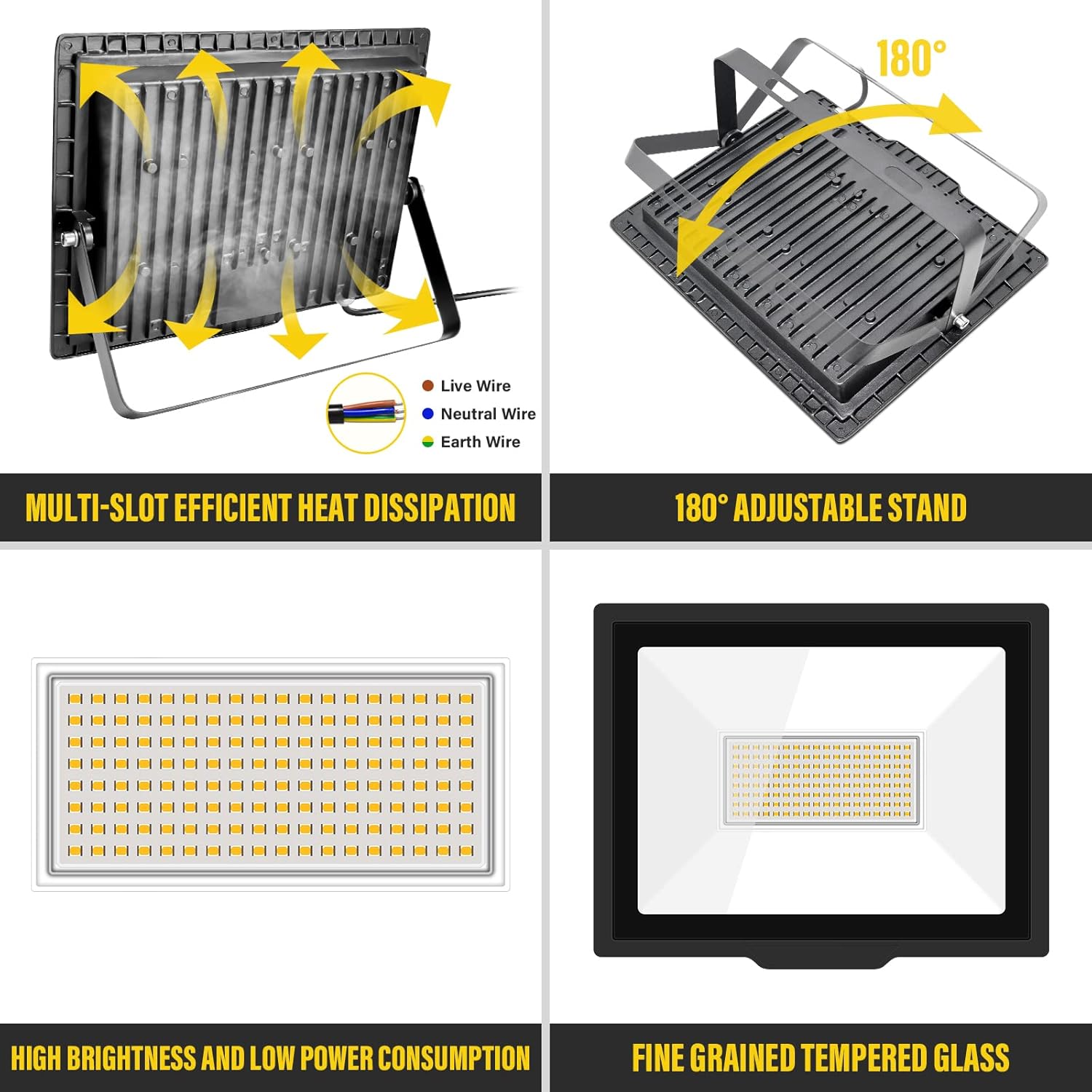 SKYWORLD 100W LED Flood Light 10000LM Outdoor Work Light Daylight Warm White Security Lights 6000K Floodlights IP66 Waterproof LED Lamp for Garden Yard Lawn Playground Stadium 2 Pack