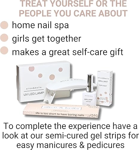 Miniatura 8 de Alice & Bella - Paquete de lámpara de uñas UV+capa superior para cualquier aplicación del producto tiras semicuradas, envolturas, calcomanías de