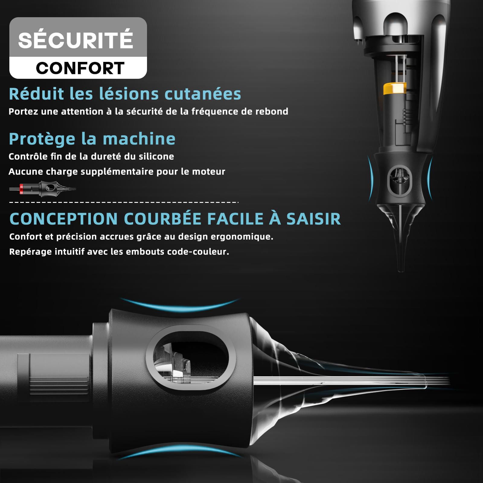 POSEIDON Cartouches d'Aiguilles de Tatouage Professionnelles - Lot de 20 5RS Round Shader (N°12), Acier Inoxydable avec Membrane de Flux d'Encre, Jetables & Compatibles Toutes Machines (1205RS)