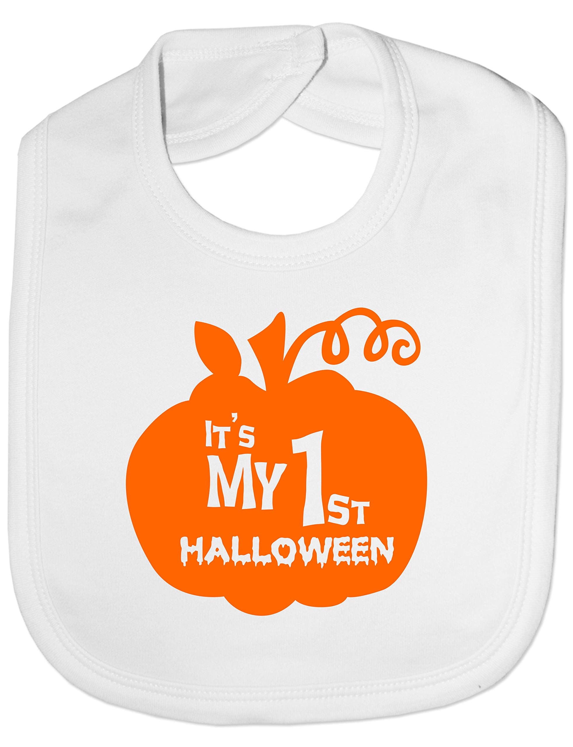 Print4U Feeding Bib My 1st Halloween Pumpkin White