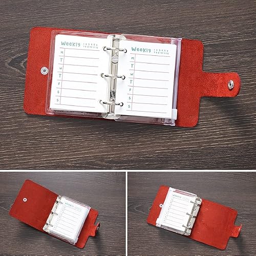 Miniatura 2 de Diario A9 de cuero auténtico, agenda de tamaño de bolsillo de piel vacuna hecha a mano, mini planificador de cuero vintage, 120 páginas, hojas