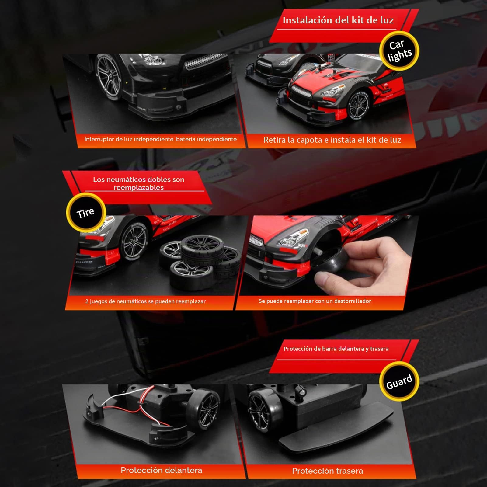 Goolsky Coche de Carreras RC 1/16 2.4GHz 4WD 40km/h Alta Velocidad - Regalo para s RTR Rojo
