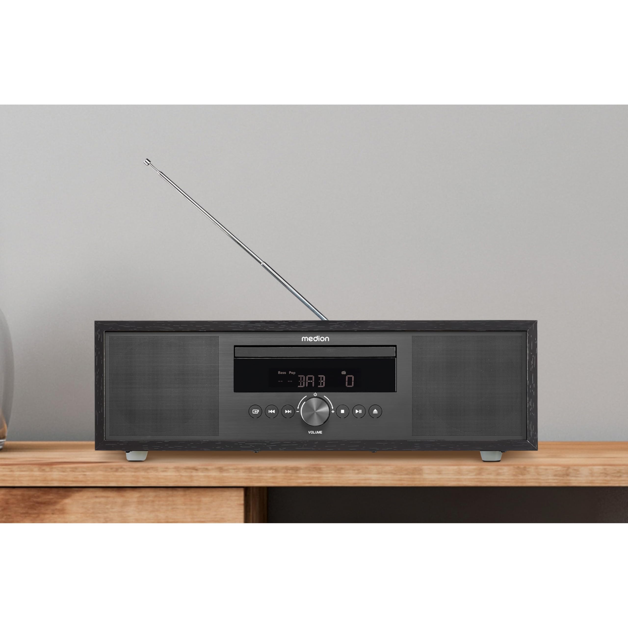 MEDION DAB Radio mit Bluetooth und CD Player (Stereoanlage Kompaktanlage, UKW Radio Musikanlage, USB MP3, Wecker Sleep Einschlafautomatik, P64145) Anthrazit