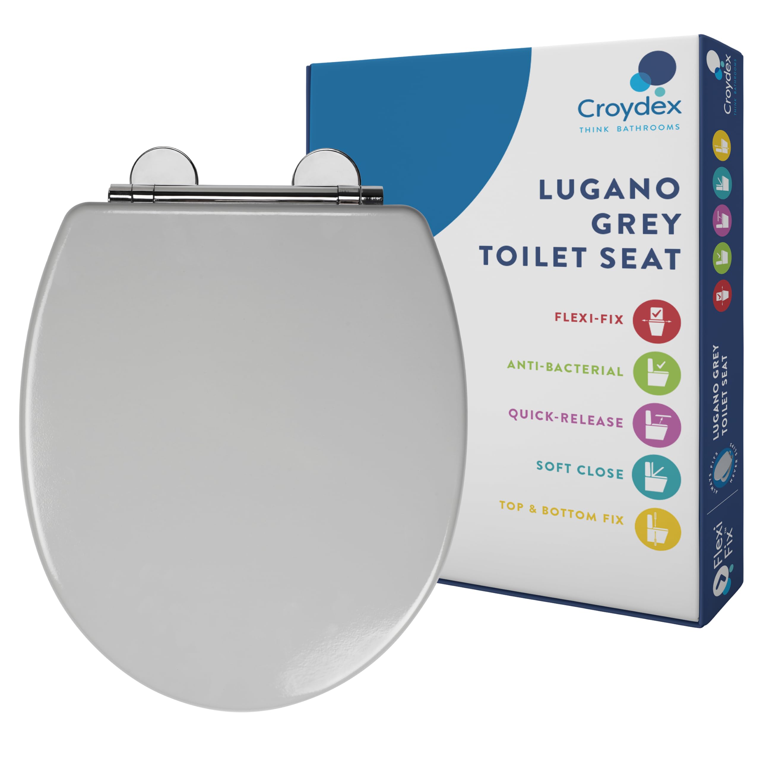 Croydex Lugano Wood Toilet Seat In Grey