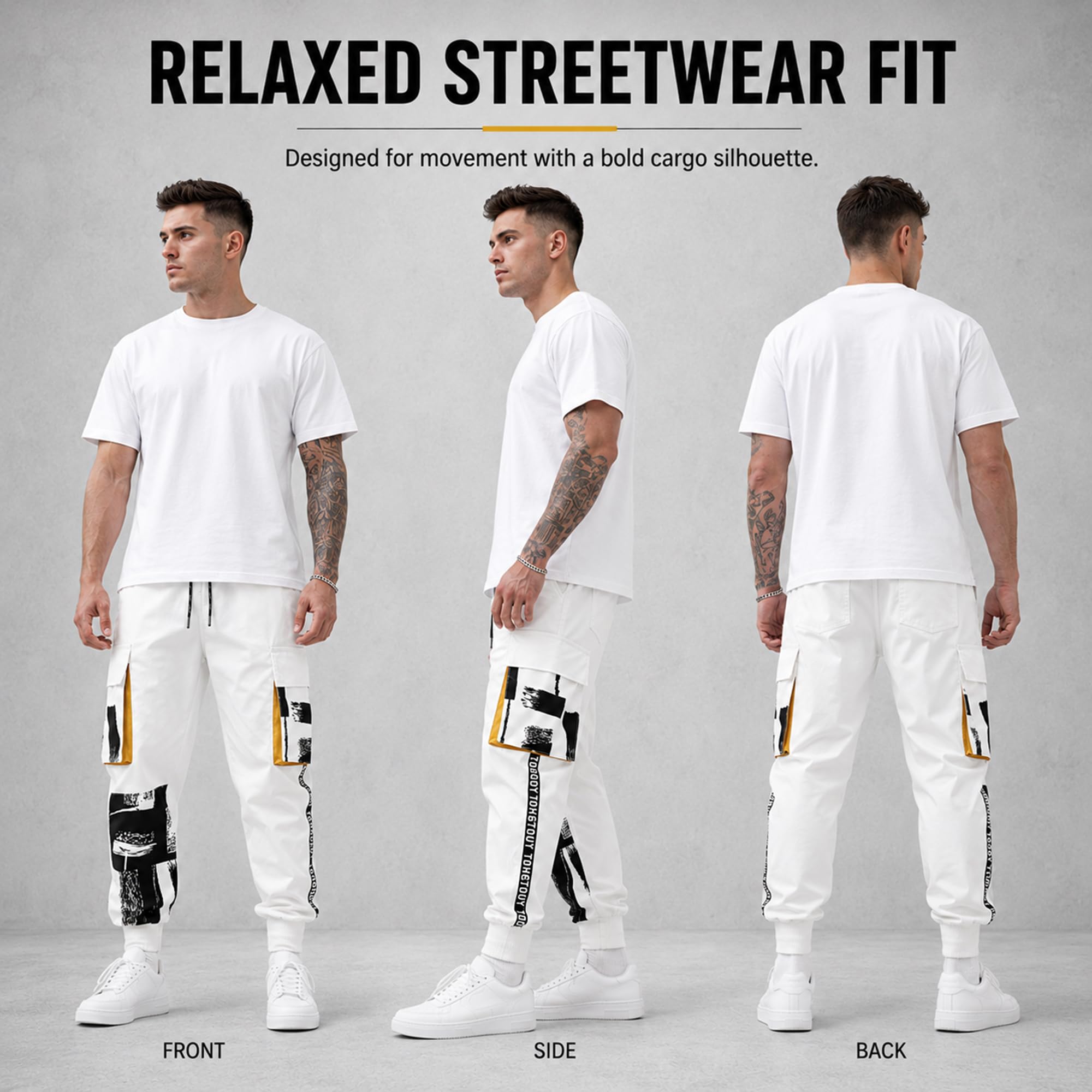 XYXIONGMAO Pantaloni Harem tattici bianchi da uomo con tasche Techwear Streetwear Hip Hop Joggers Pantaloni cargo per uomo