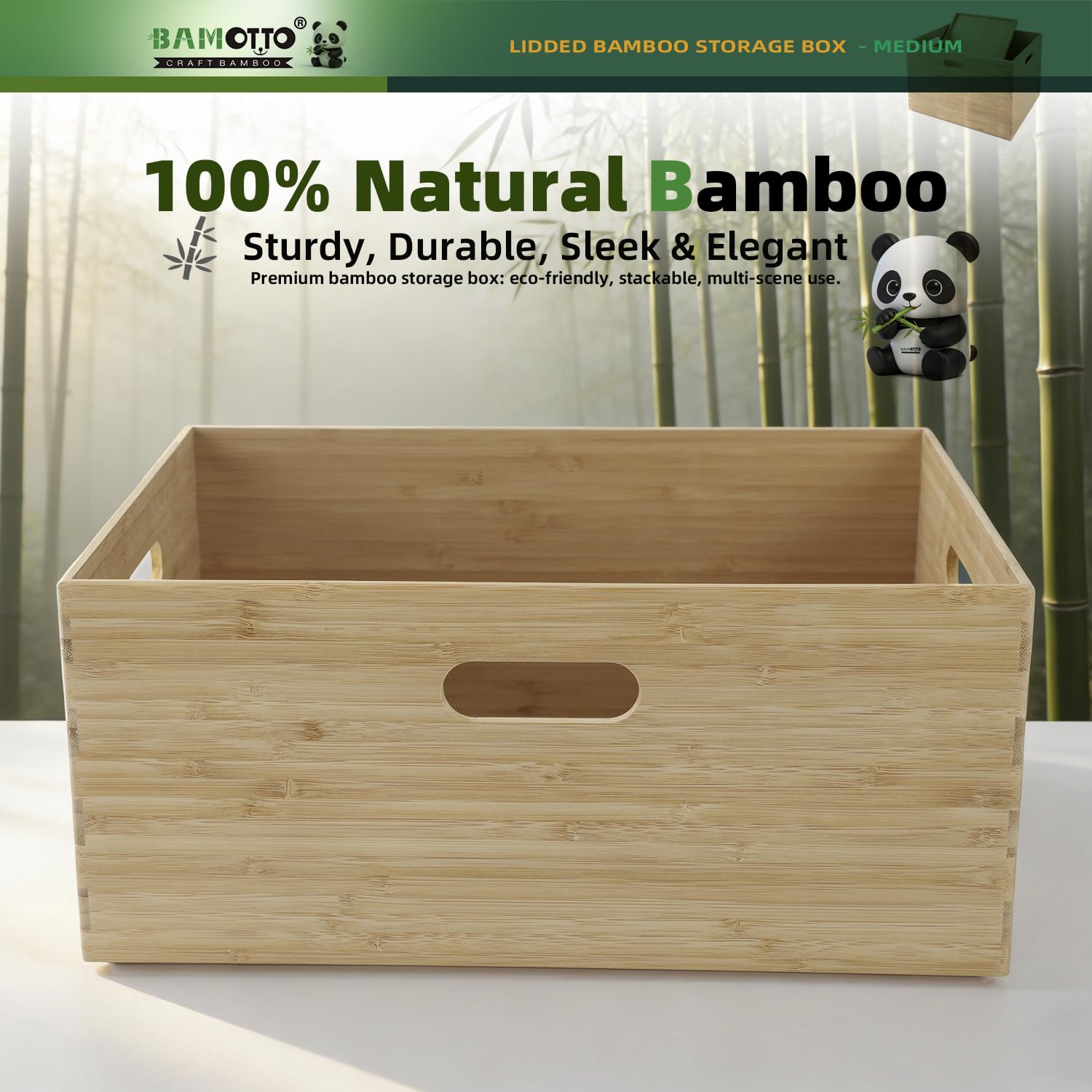 Amazon.com: BAMOTTO CRAFTBAMBOO 14.6”x10.2”x6.5” Lidded Storage