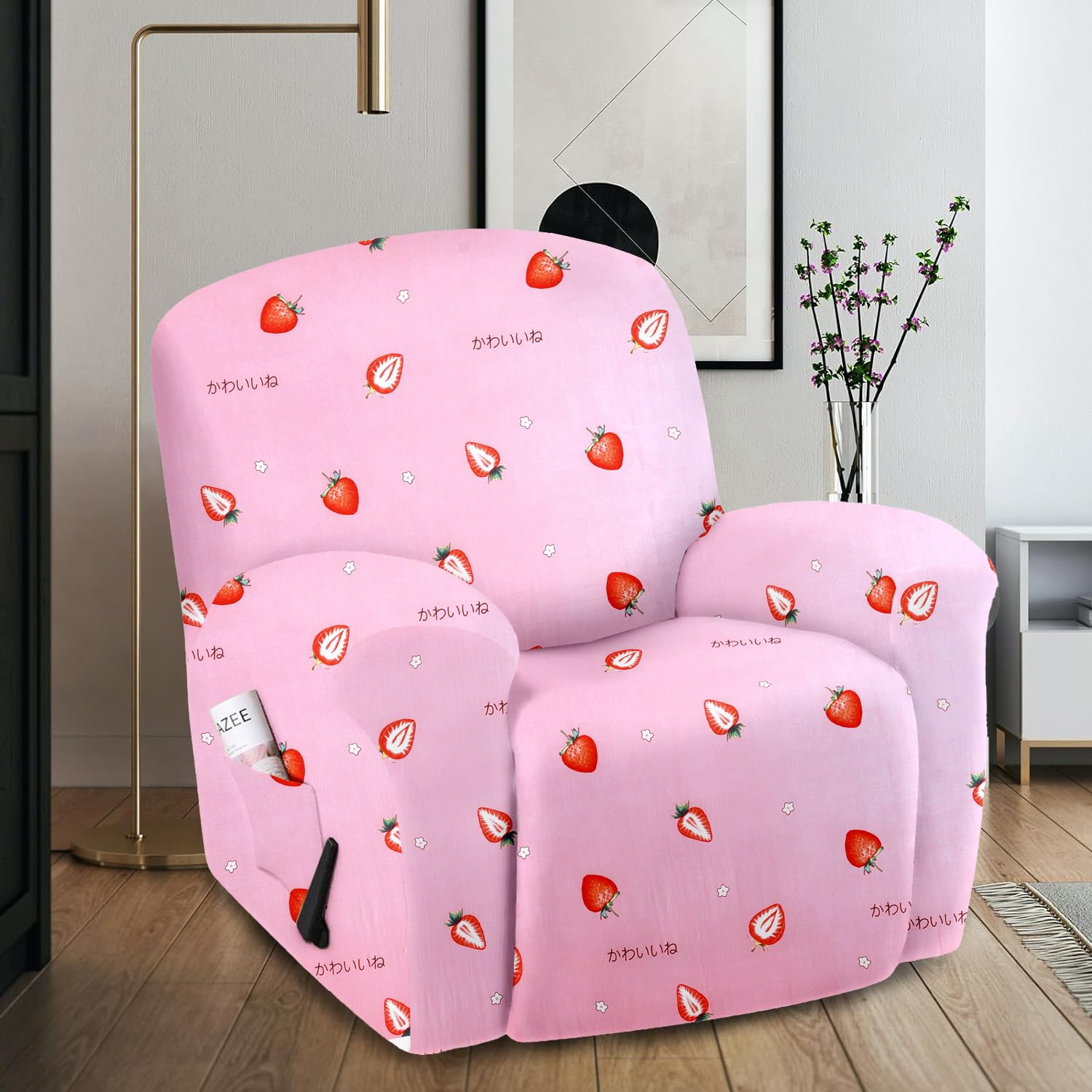 Cortina Super Stretch Printed Recliner Cover Recliner Couch Covers Recliner Chair Cover Form Fitted Non Slip Reclining Slipcovers for Standard Large Recliner-Pink (B0CS9L41Y5) Amazon Price History, Amazon Price Tracker