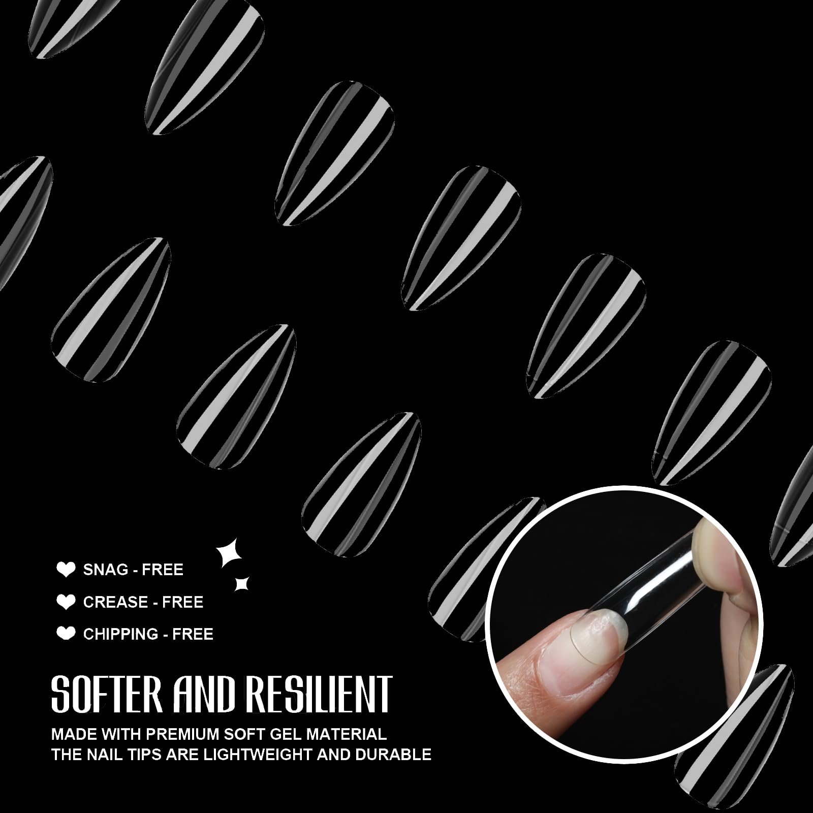 Artist Hand Short Oval Round Nail Tips - 504Pcs Soft Fake Nails Tips Gel Pre-shaped 12 Sizes DIY Nail Salon
