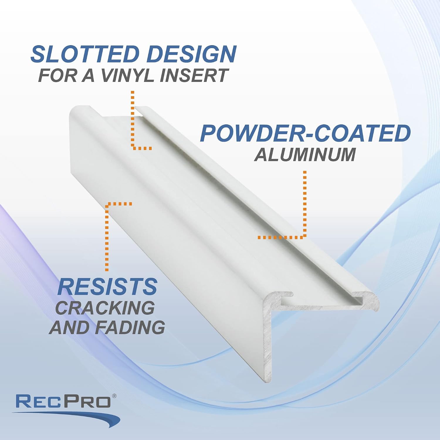 RecPro RV Insert Roof Trim with 3/4" Leg | Black or White Color Options | 92" Length | Aluminum | Made in The USA (10 Trim Pieces, White)