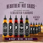 Heartbeat Hot Sauce Fab Five Variety Pack | Pineapple, Red Habanero, Blueberry, Jalapeño & Scorpion | Small-Batch Canadian Hot Sauce Gift Set | 5 x 177 mL