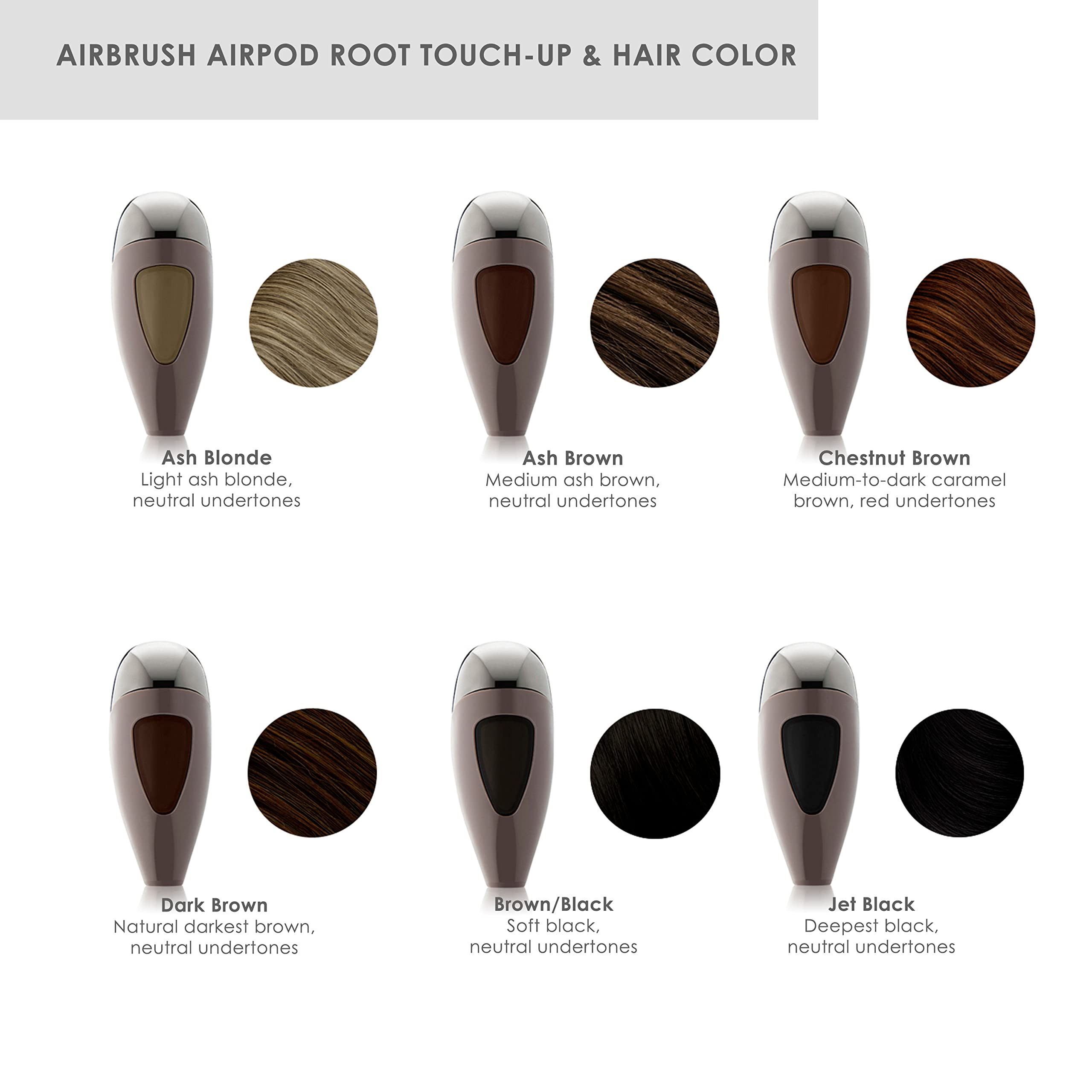 TEMPTU Airpod Airbrush Root Touch-up and Hair Color Kit, Vitamin-Enriched Weightless Non-greasy formula, for Long-wear color