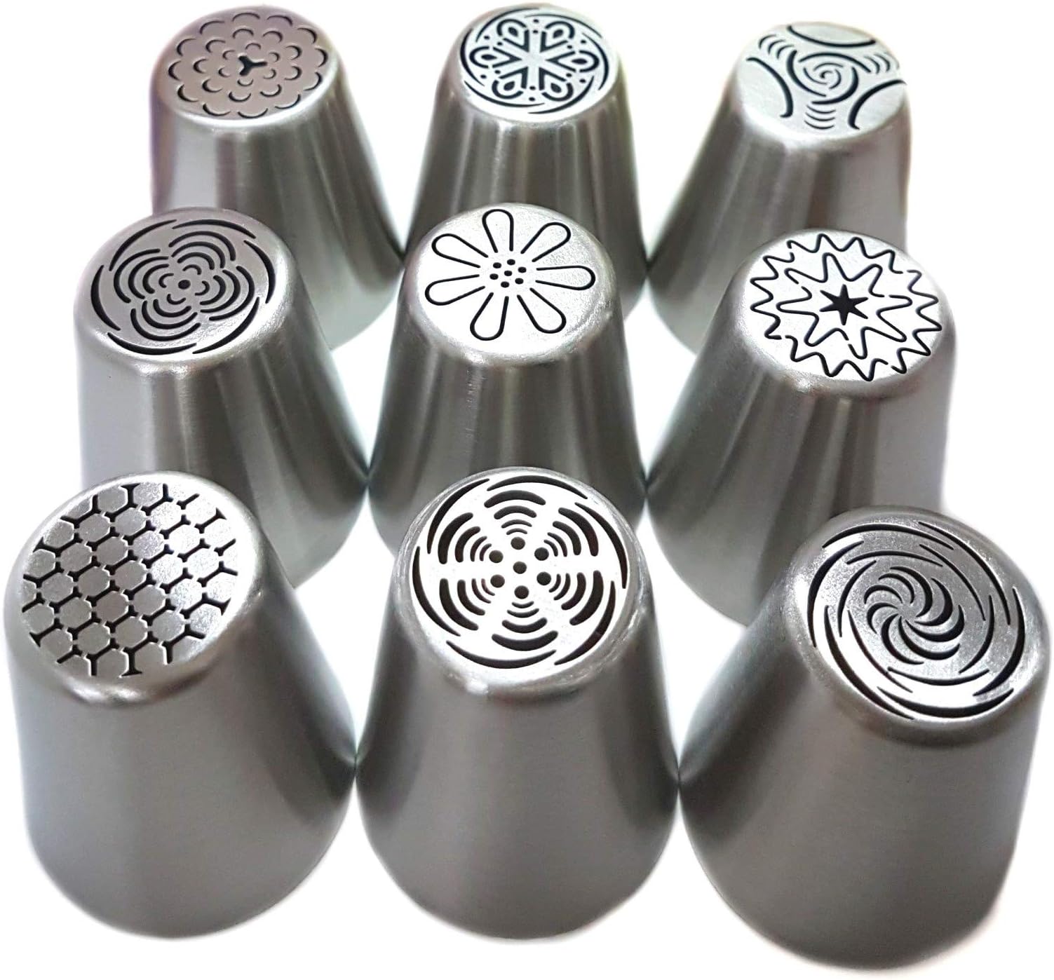 9pc Russian Piping Tips Set 9 Large Flower Tips/nozzles for Cake/Cupcake Decorating (9pc Tips only)