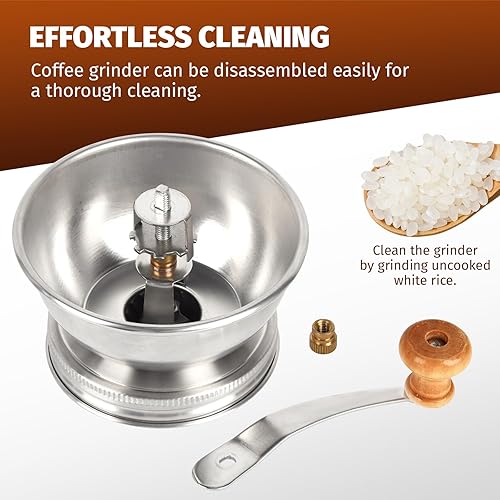 Miniatura 6 de Molinillo de café con tarro de masón, accesorio de tapa manual para tarros Mason de boca ancha, tapa de tarro Mason de acero inoxidable y rebabas de