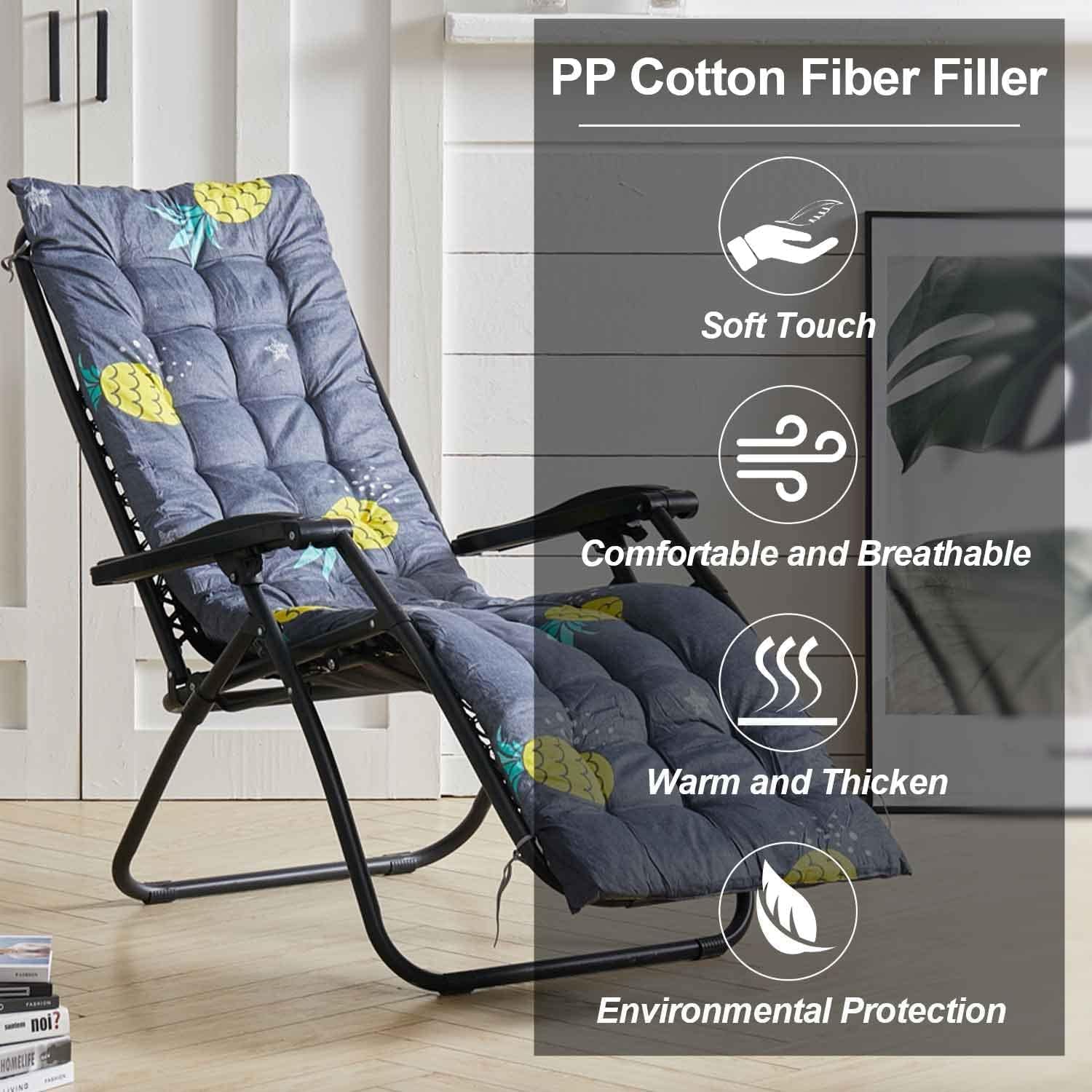 Indoor Outdoor Recliner Chair Cushion, Lounge Chair Cushions Chaise Lounger Cushion Soft Sofa Mat Long Bench Cushion for Outdoor Furniture(1#,18x66in)