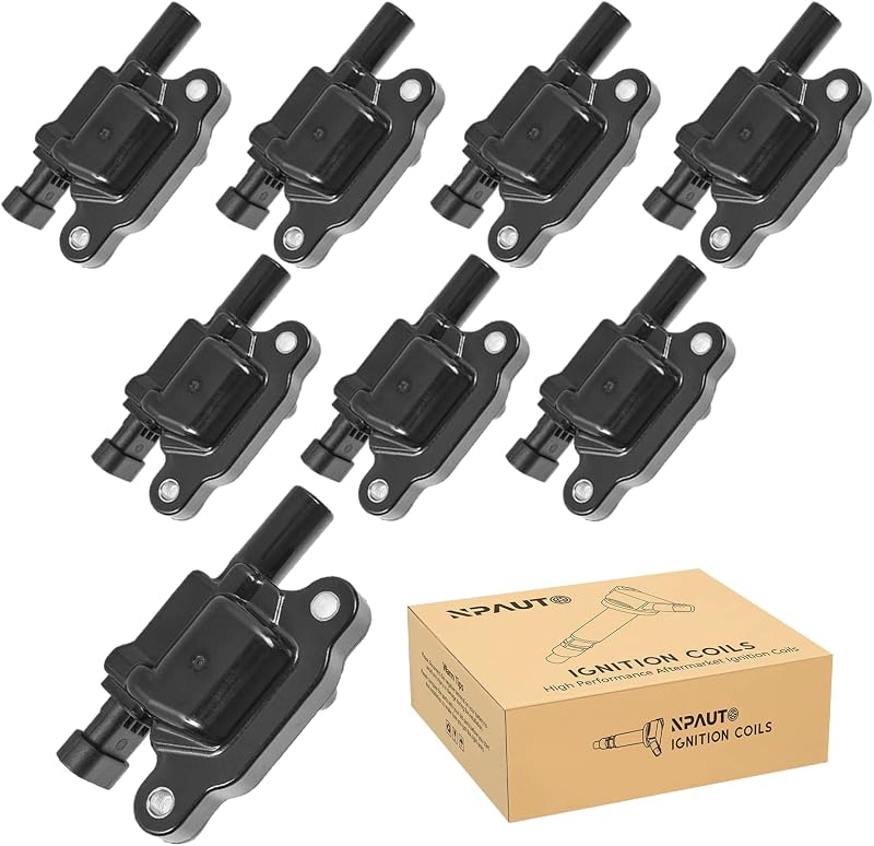 Kit com 8 bobinas de ignição quadradas NPAUTO UF413 para veículos Chevrolet, GMC, Cadillac e outros