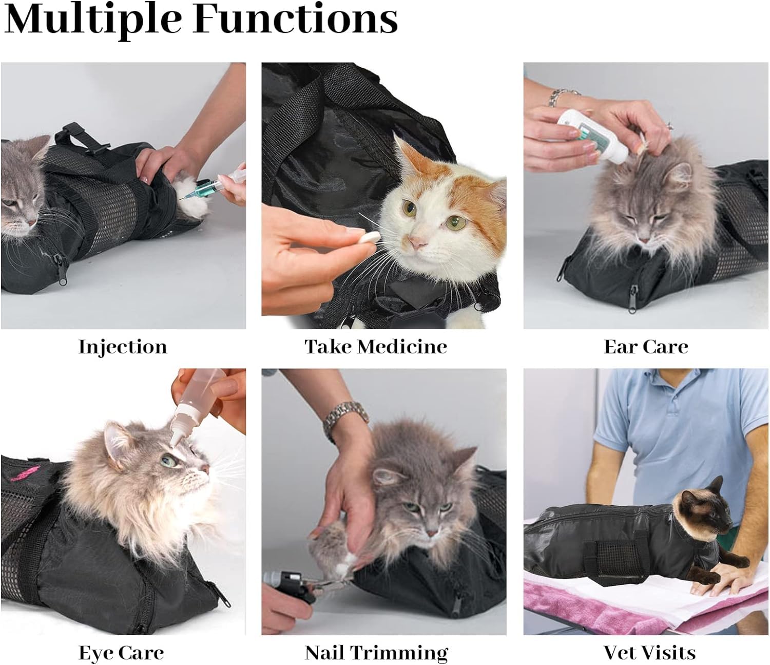 Zerodis Sac de Bain de toilettage pour Chat, Coupe-Ongles pour Chats, Nettoyage, toilettage, Lavage, Sacs de Douche, Sac de retenue pour Le Bain, Sac Anti-Rayures
