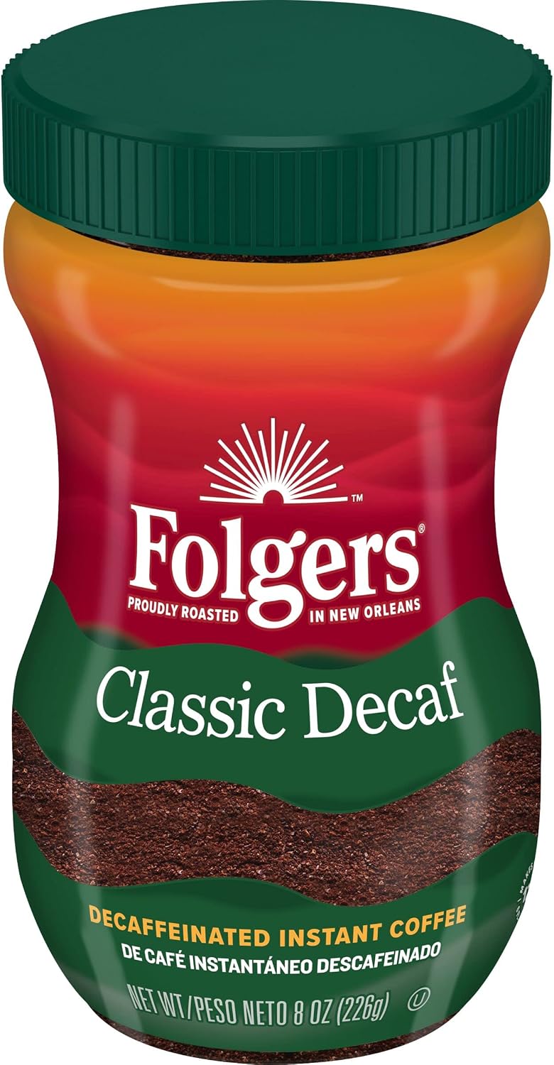 Folgers Classic Decaf Decaffeinated Instant Coffee Crystals, 8 Ounces