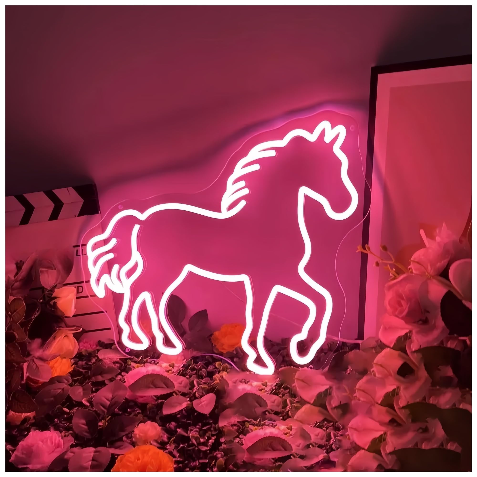 SHOUXI Sign Lamp Horse Neon Sign Wall Decor Riding Lover Cute Bar Bedroom Office 50cm(D)