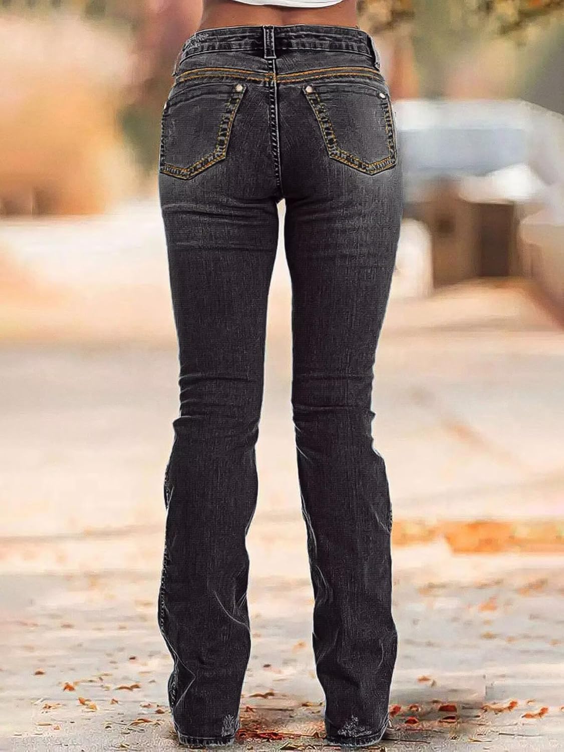 Flamingals Boot Cut Jeans for Women Mid Rise Butt Lifting Stretchy Trendy Bell Bottom Flare Denim Jeans - Image 3