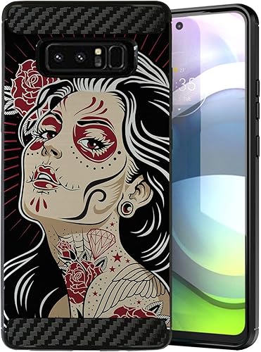 Miniatura 14 de CasesOnDeck - Funda compatible con Samsung Galaxy Note 8 (Carbon Flex), diseño delgado y de moda, con golpes y caídas (control retro negro) Negro
