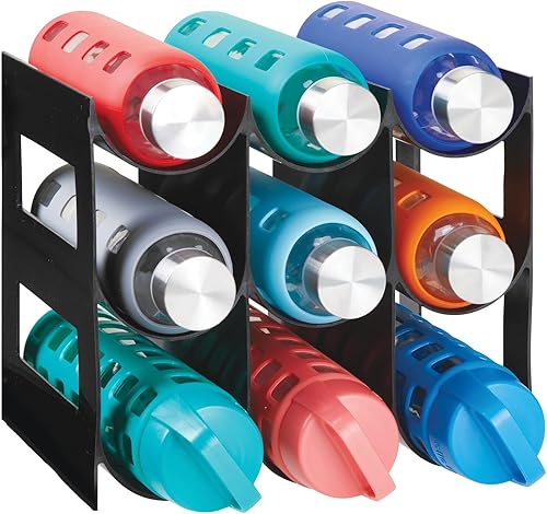 Miniatura 8 de mDesign  Organizador plástico para almacenamiento de botellas de agua y vino para encimeras de cocina, despensas, refrigeradores, sin BPA, de 3
