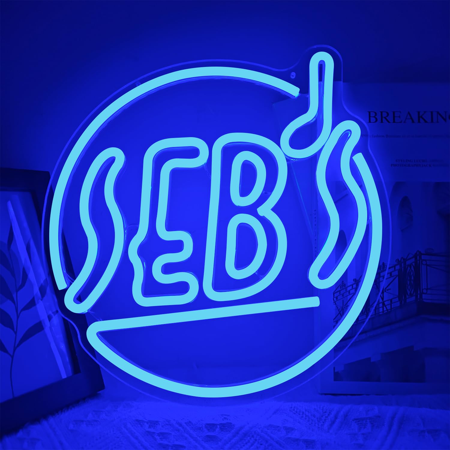 Sebs - Insegna al neon per parete a tema musicale, insegna a LED classica per camera da letto, jazz, pub, blu, decorazione da parete, regalo di Natale per gli amanti del cinema, musica e bar