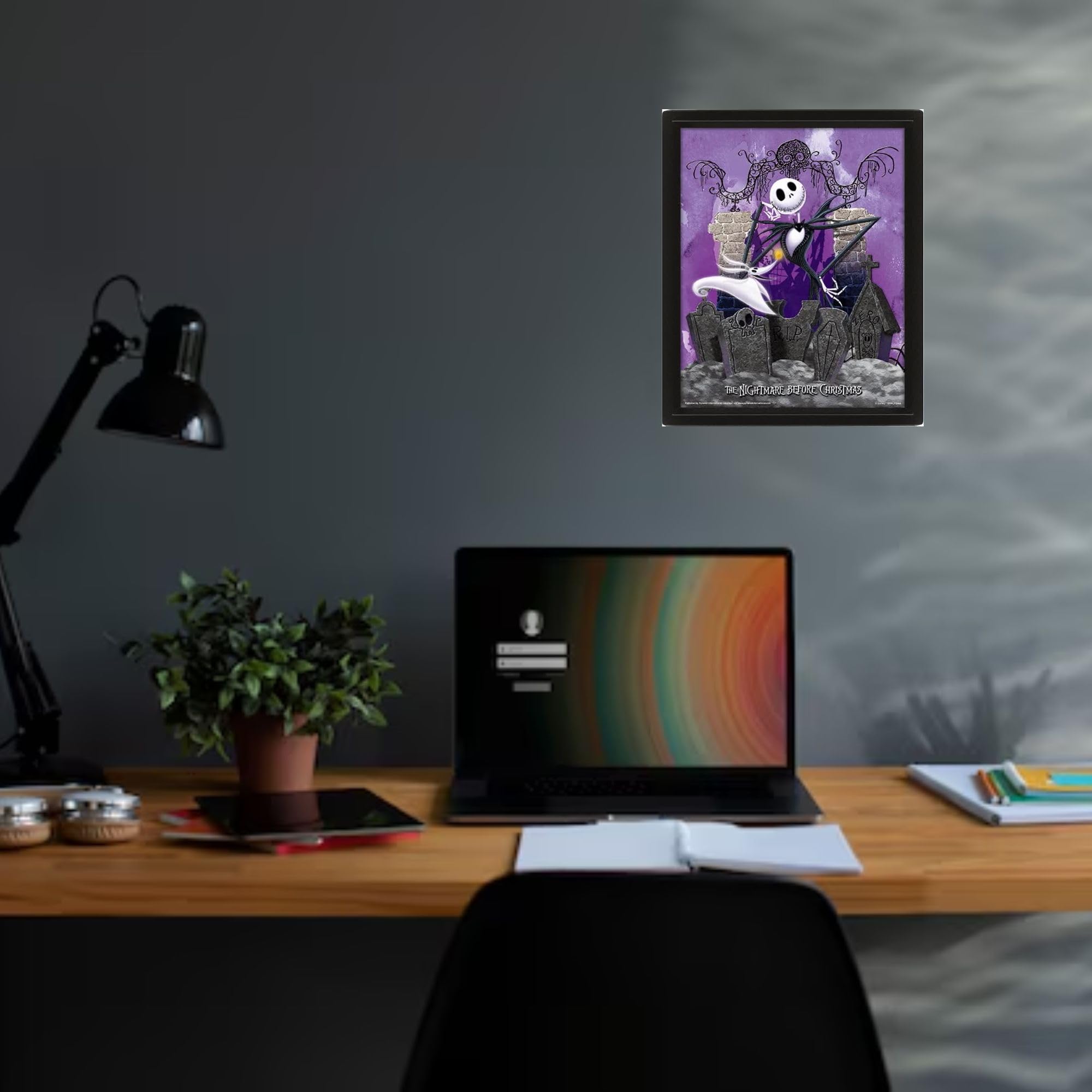 Pyramid International Disney The Nightmare Before Christmas Poster in 3D (Jack Skellington Graveyard Design) Lenticular Poster in Box Frame 25cm x 20cm x 1.5cm - Official Merchandise