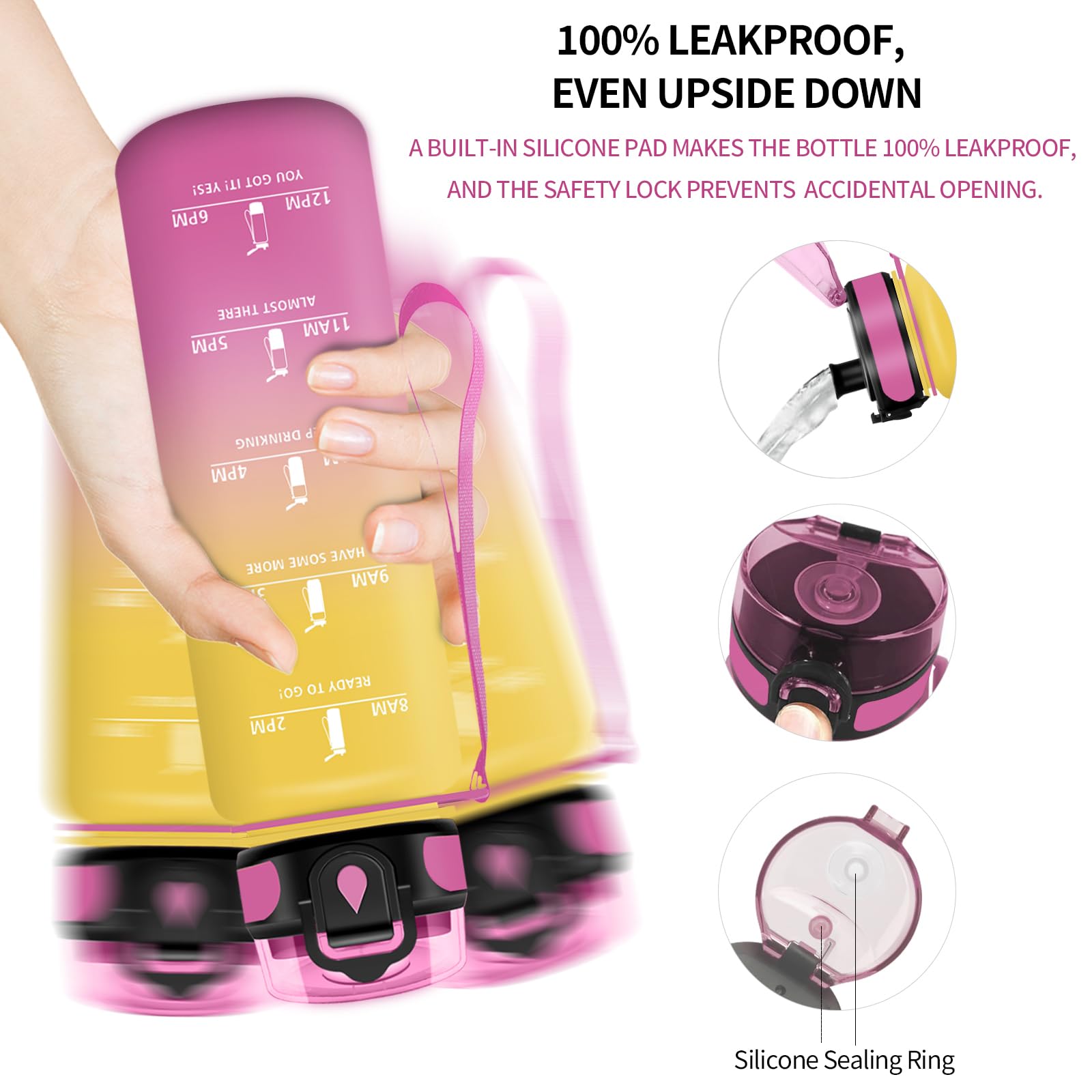 Vikaster Borraccia Sportiva, Borraccia 500ml/1000ml/1500ml, Senza BPA & Prova di Perdite, Bottiglia Acqua Bambini, Bici, Scuola, Palestra, Ufficio, Yoga