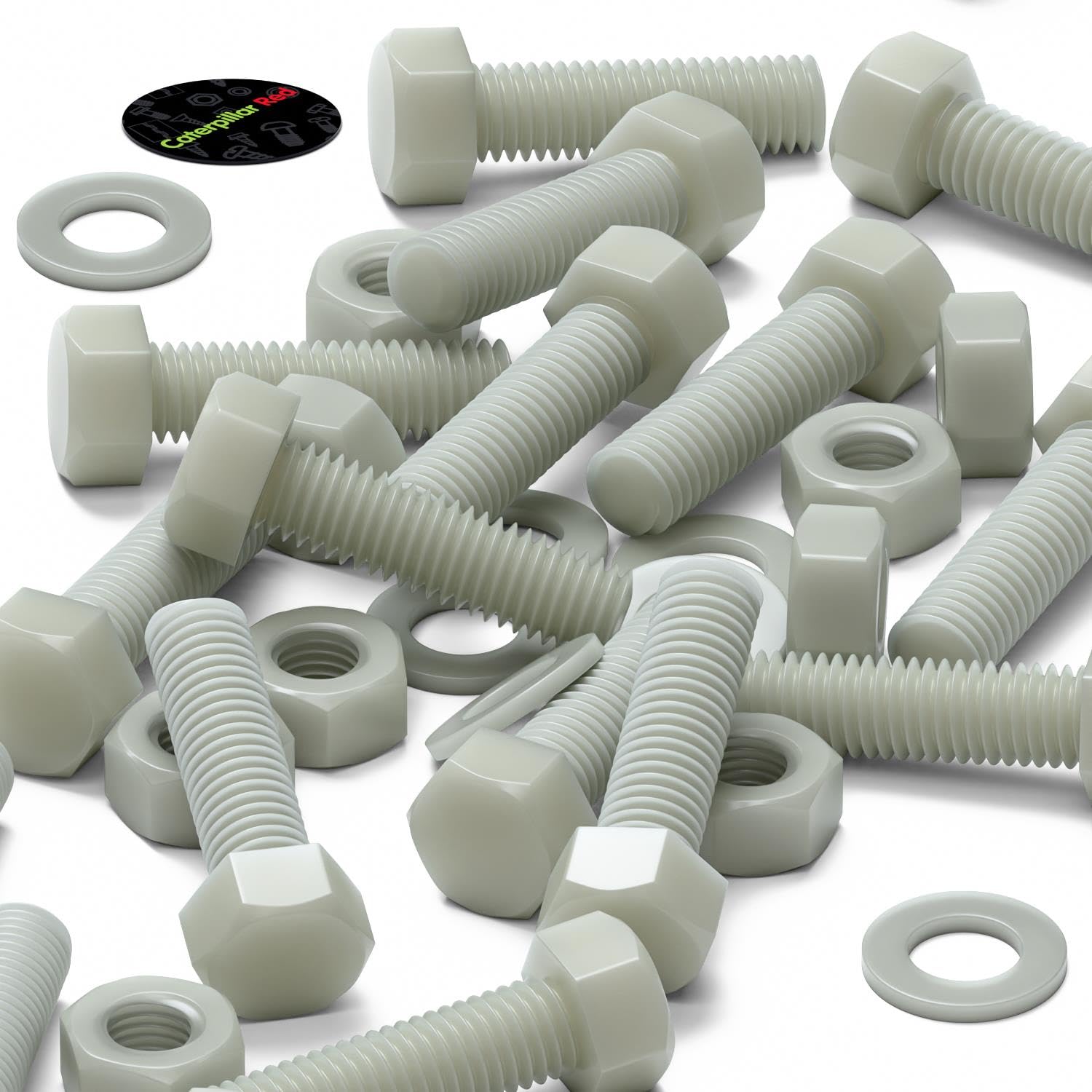 50 x testa Esagonale in super nylon, M8 x 30mm, rinforzato con riempimento in vetro, viti macchinari, Dadi e bulloni di plastica, Rondelle,