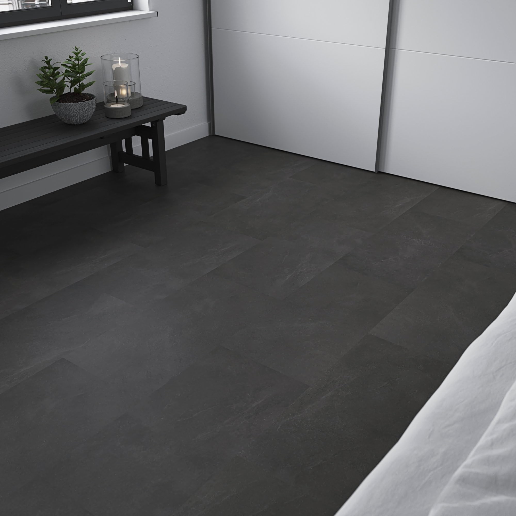 GoodHome Dalle PVC clipsable Baila effet ardoise noire 61 x 30,5 cm (12 pièces)