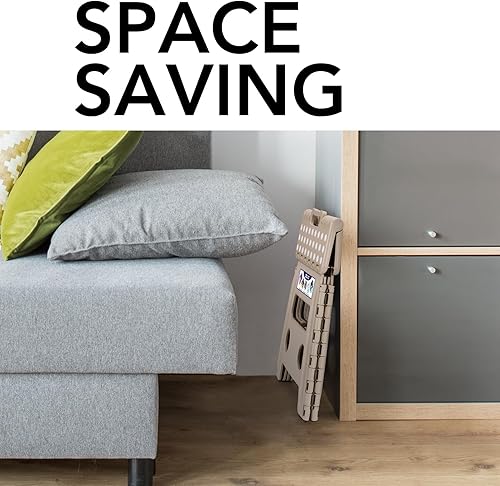 Miniatura 13 de Delxo Taburete plegable de 17.5 pulgadas, taburete plegable para adultos con bloqueo de seguridad, taburete plegable portátil de plástico, taburetes