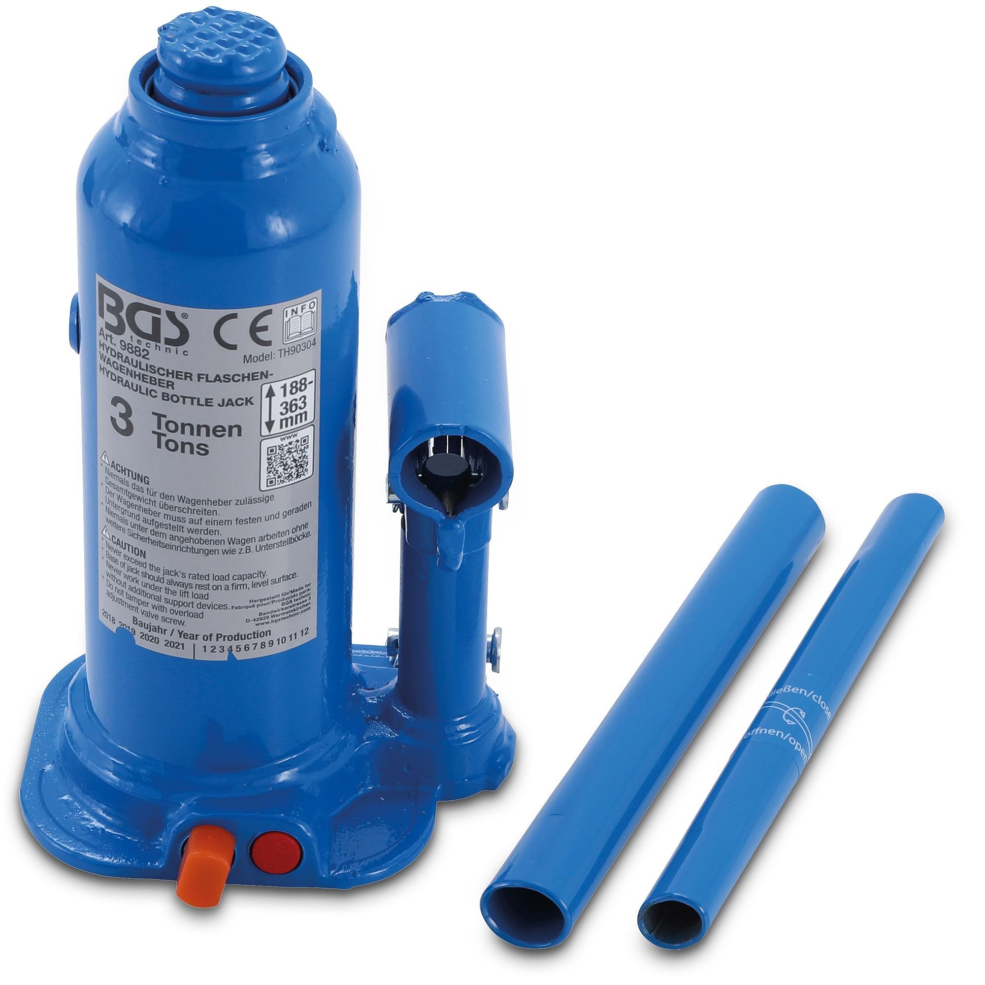 BGS 9882 | Hydraulischer Flaschen-Wagenheber | 3 t | Stempelwagenheber/Kompakt-Wagenheber
