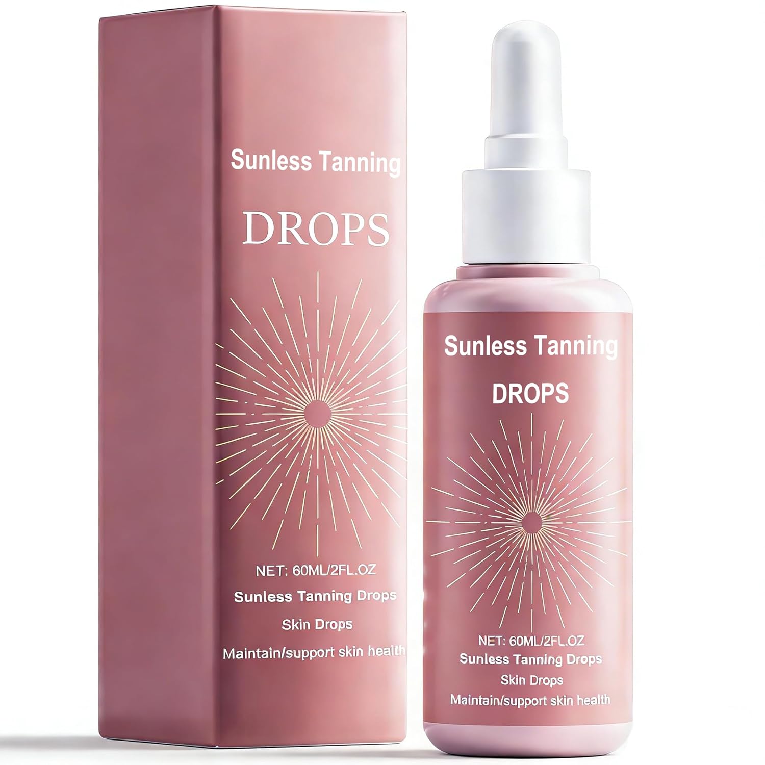 JIIANERY Tanning Drops to Drink, Sunless Tanning Drops for Natural Bronze, Self Tanner for Face Body, Bronzing Drop Serum Suitable for All Skin Types, Customizable Glow, Enhancing Natural Skin Tone (Pink)