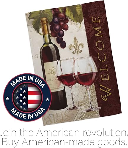 Miniatura 5 de Breeze Decor Bandera de bienvenida para jardín, bebidas, vino, bebida, frutas, queso, sangría, rosa blanca, roja, postre, decoración de casa, cartel