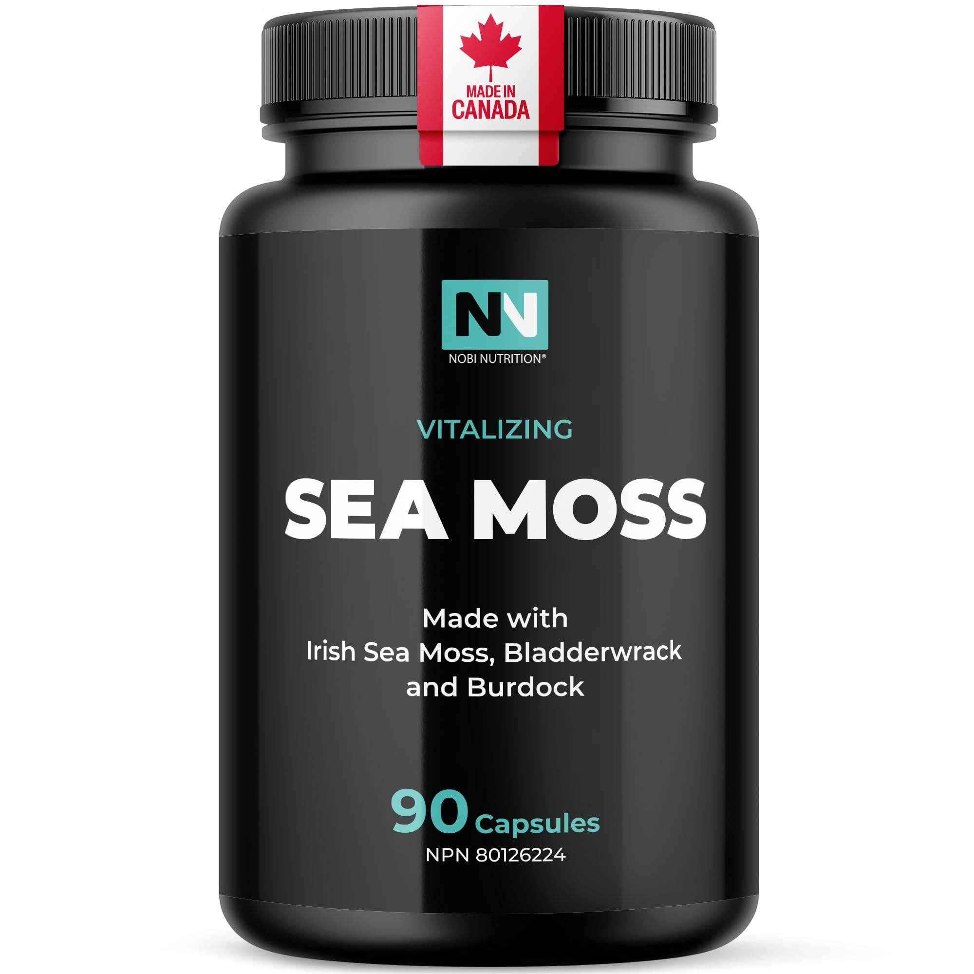 Irish Sea Moss Capsules | Premium 1400mg Complex with Organic SeaMoss, Burdock Root, & Bladderwrack + Black Pepper for Increased Absorption | 45-Day Supply | Powerful Antioxidant | 90 Capsules
