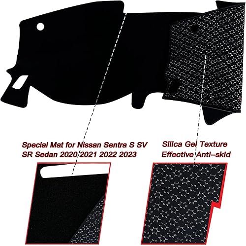 Miniatura 8 de Funda para salpicadero interior compatible con Nissan Sentra S SV SR Sedan 2020 2021 2022 2023 protector de rayos UV (borde rojo)