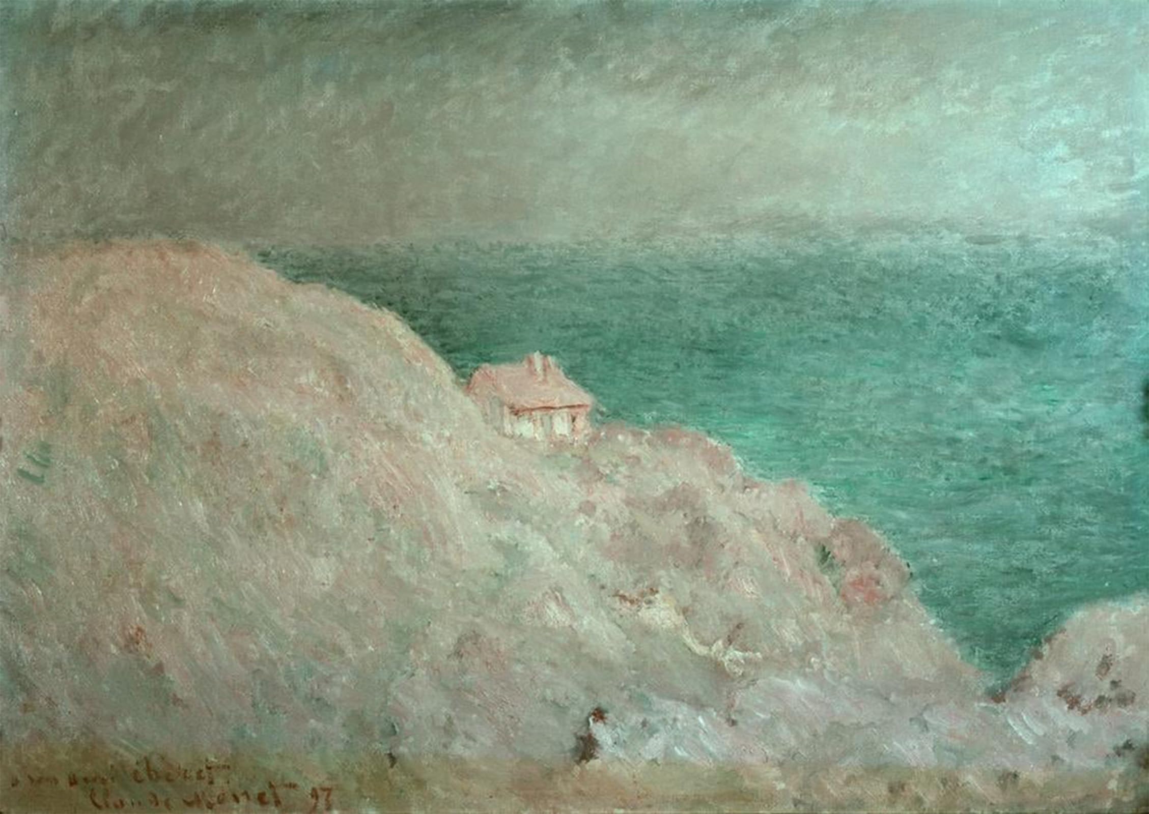 POSTERIIk Famous Modern Artwork Art Mural Thes Hut by Claude Monet Oil Paintings Pictures for Home Decor 60x90cm