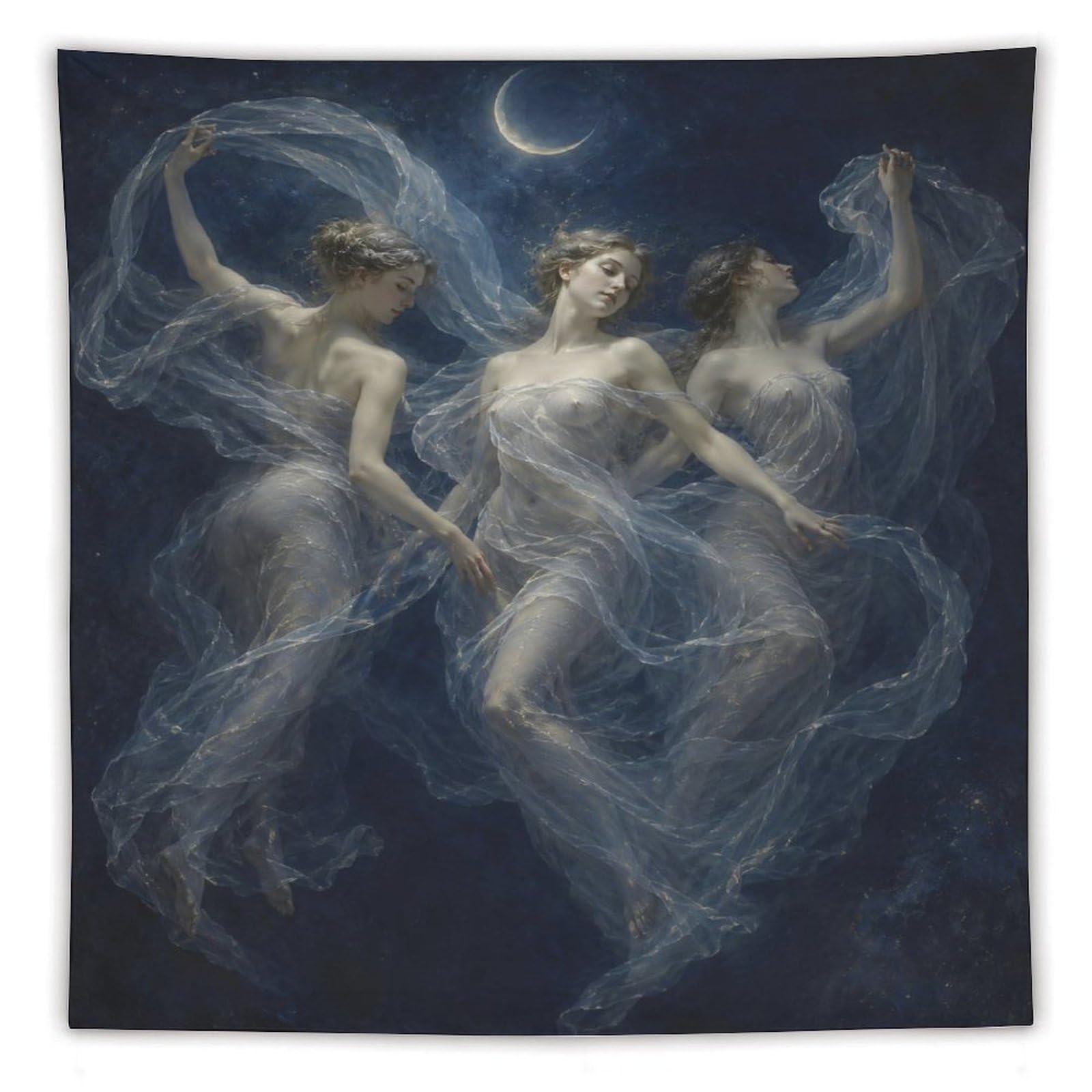 H3B8U2Y5 Moon Dancers Wall Tapestry, Fantasy Illustration Style, Entryway