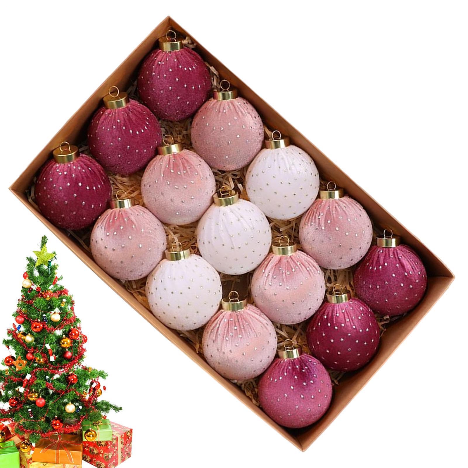Boules de Noël en velours et suspension floquée pour décor de fête
