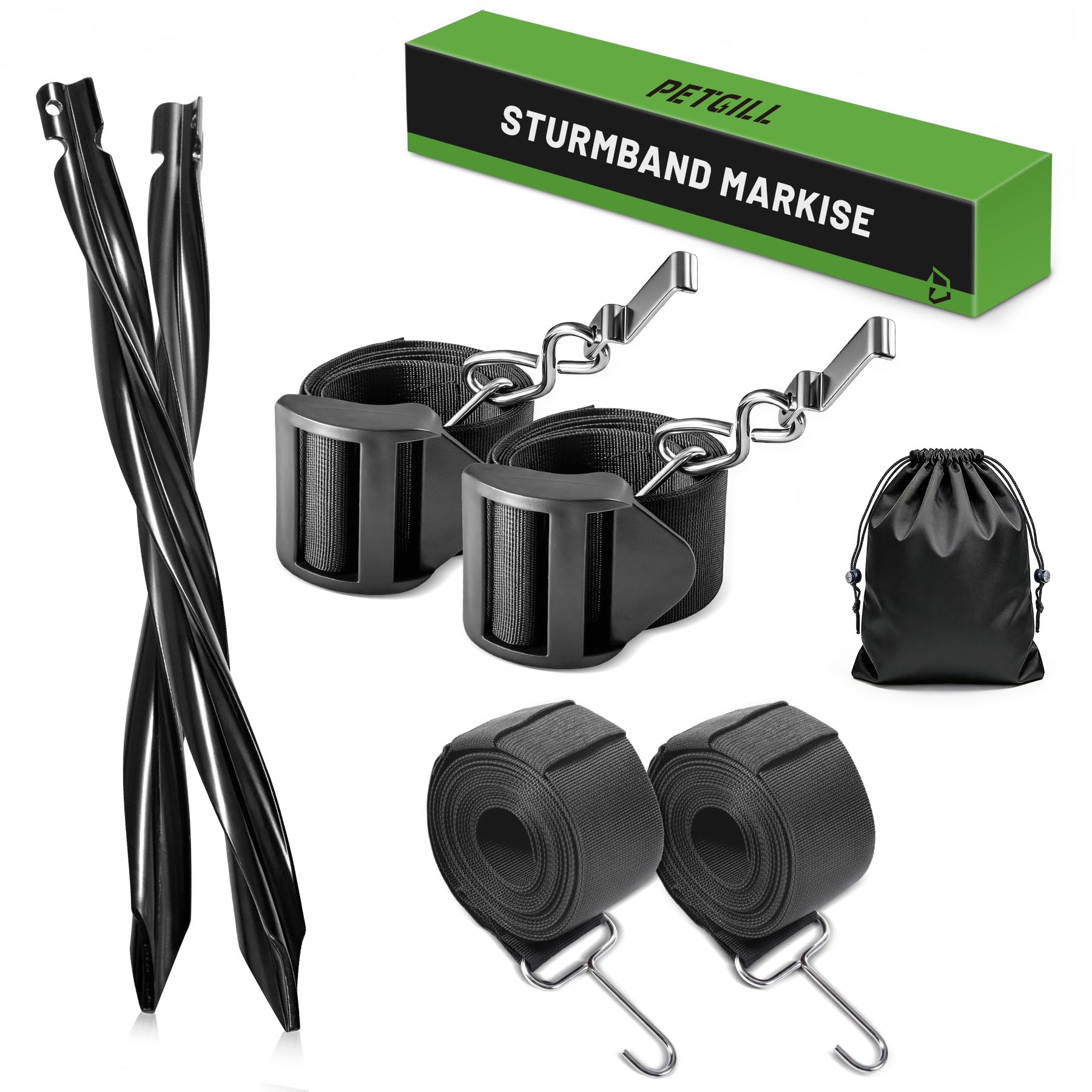Sturmband Markise Set für Thule Omnistor | sturmband für vorzelt | Sturmsicherungseinrichtung für Thule Omnistor Wohnwagen-Markisen – Wohnwagen-Sicherungsband-Set mit Sturmleinen