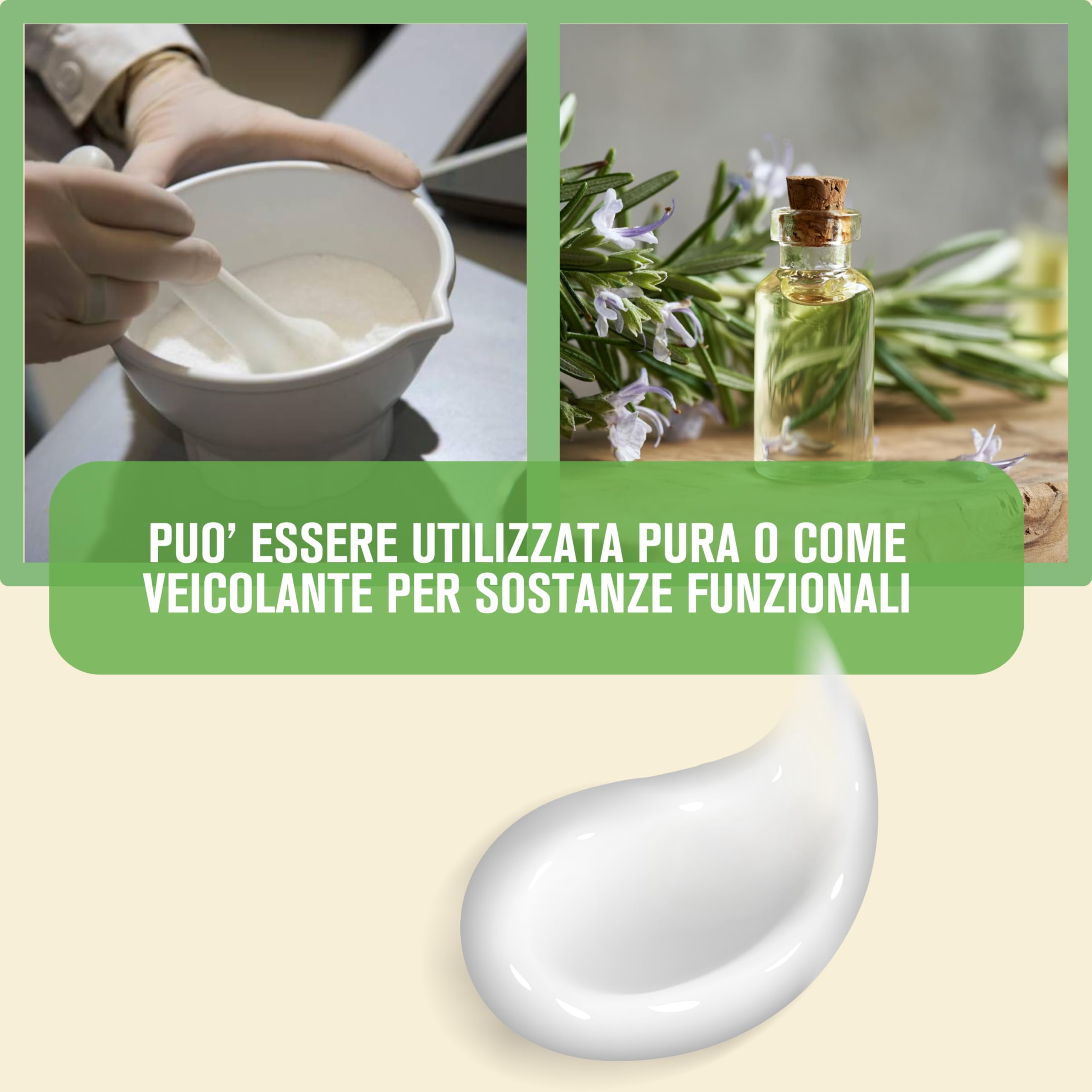 Derma Health® Crema Base Lipofila Emulsione Neutra Grassa pura 1 kg, Ideale per uso farmaceutico cosmetico dermatologico Made in Italy