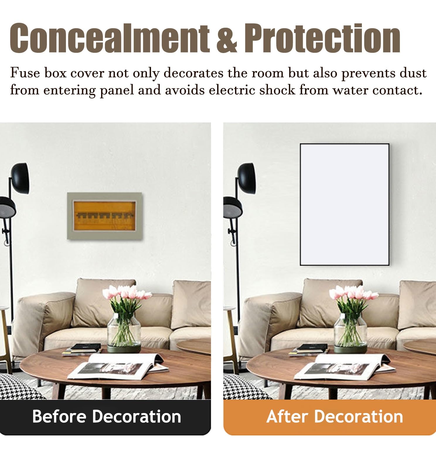 Copri Quadro Elettrico Scatola del Contatore Elettrico con Schermo Bianco Decorativa, Coperchio Della Scatola Dell'interruttore Verticale per Nascondere la Scatola dei Fusibili, Coperchio del Pannello