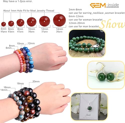 Miniatura 261 de GEM-Inside - Cuentas sueltas de piedra de lava negra natural de 0.315 in para hacer joyas, 15 pulgadas Cordierita de grado A