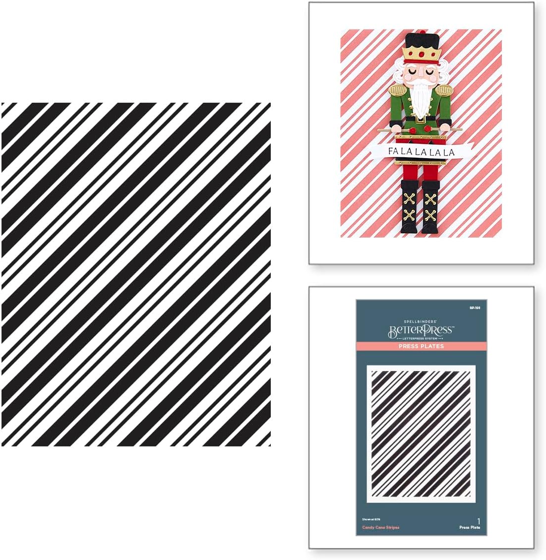 Spellbinders BP-198 Candy Candy Stripes Press Plate from The Dancin' Christmas Friends Collection