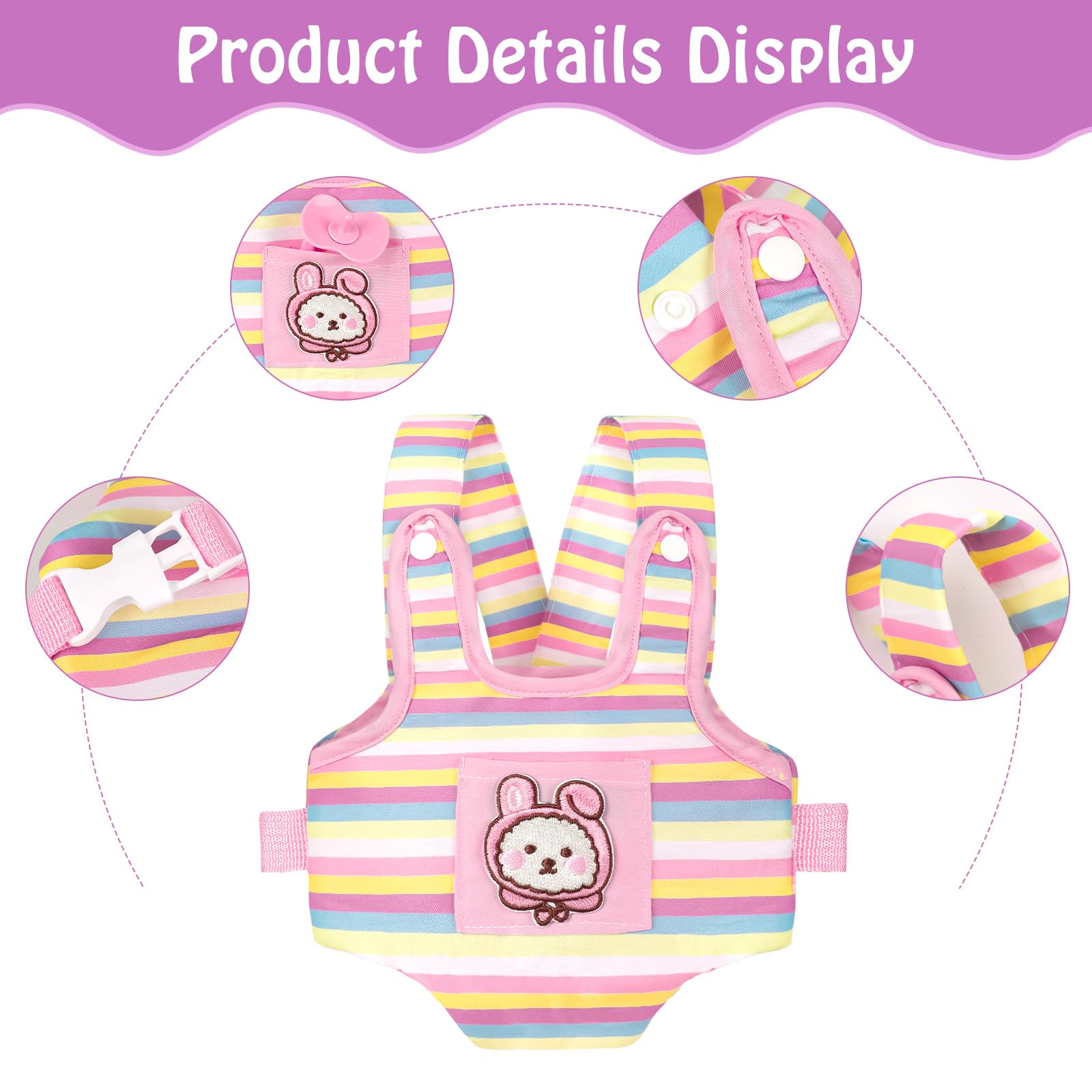Muñecas de bebé de 12 pulgadas con portador delantero y trasero para niñas pequeñas, conjunto de muñecas de bebé Reborn de 12 pulgadas, accesorios y ropa, incluye botella y pezón, regalo para niños 3
