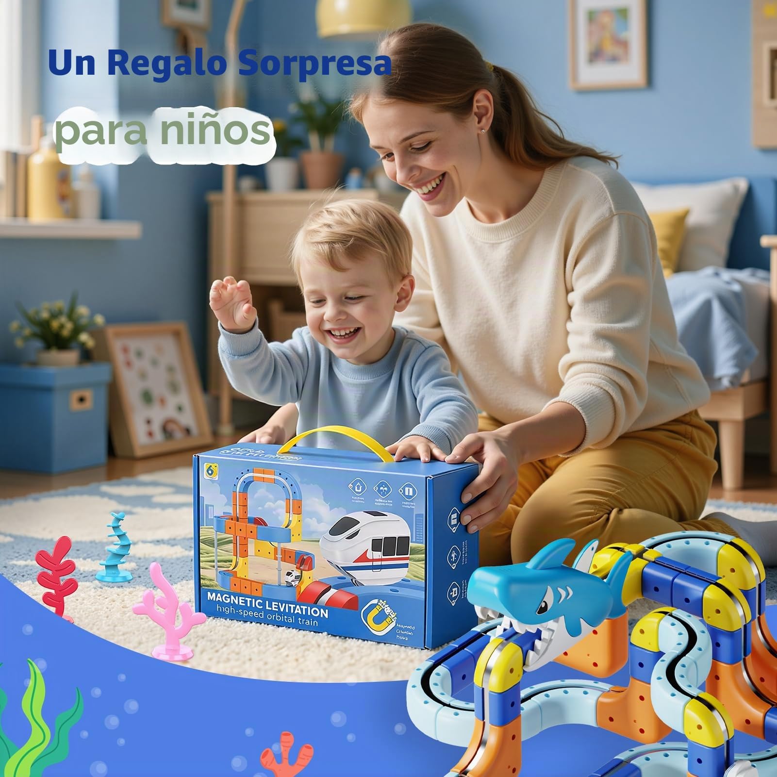 193 Piezas DIY Cube Track, Juguetes Niño Niña 3 4 5 6 7 8 Años Conjunto de Tren Eléctrico Clickrail con Pista Regalo de Cumpleaños Original para Niños