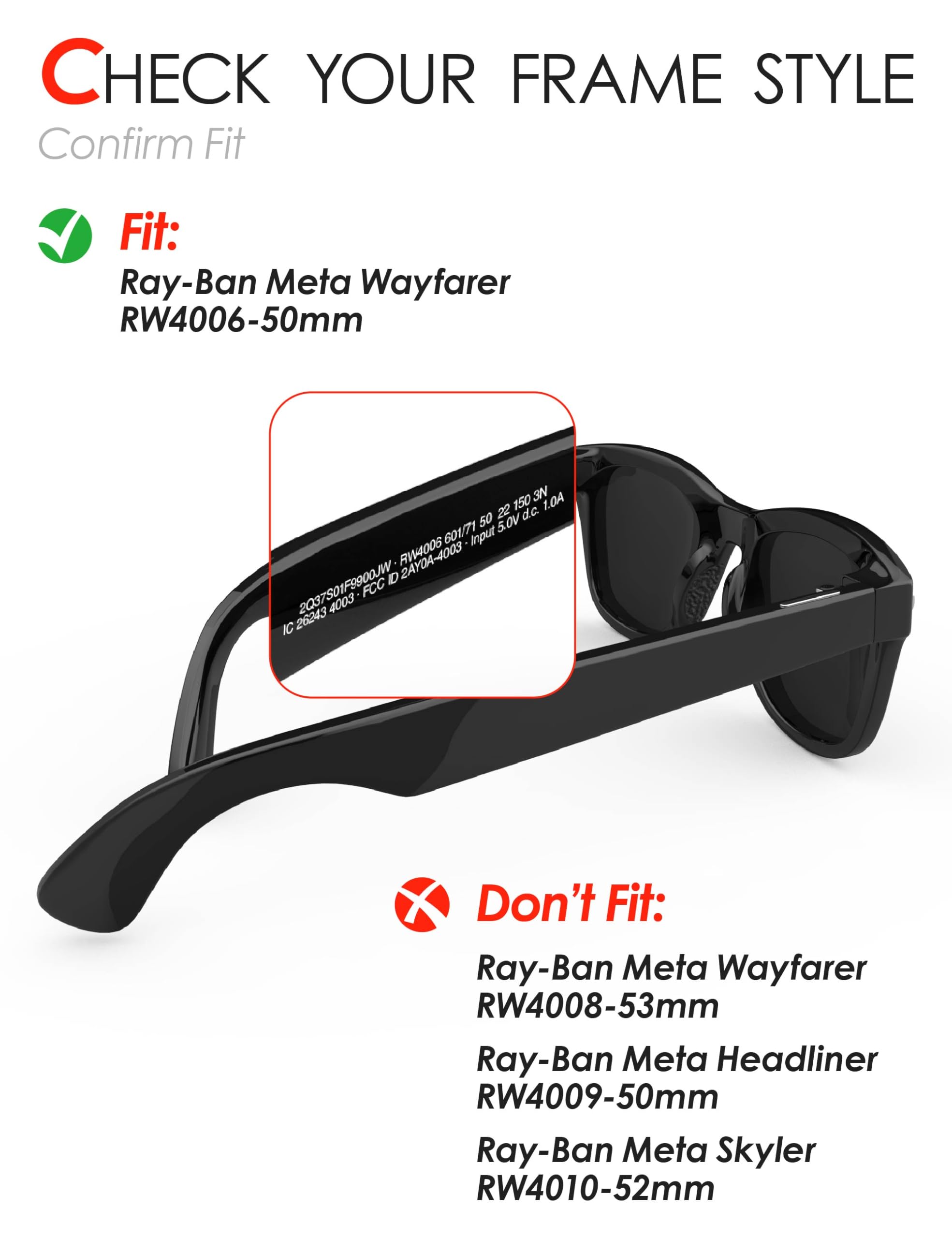 Lentes fotocromáticas de repuesto para gafas Ray-Ban Wayfarer RW4006 de 50 mm AI, para mujeres y hombres, fáciles de instalar