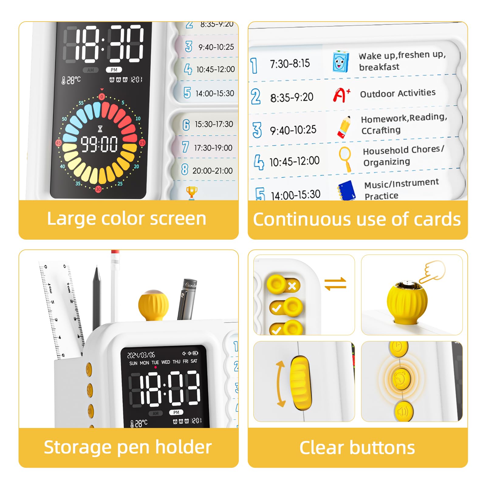 Minuteur Visuel Timer Enfant TDAH numérique à LED, minuterie visuelle Facile pour Les Enfants, Aide au TDAH avec minuterie de productivité Pomodoro numérique pour la Salle de Classe, la Maison