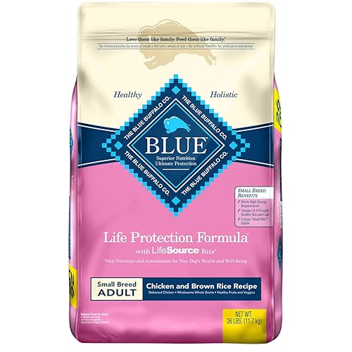 Blue Blue Buffalo - Fórmula Life Protection Formula, alimento seco para perros adultos de raza pequeña, receta de pollo y arroz integral (26