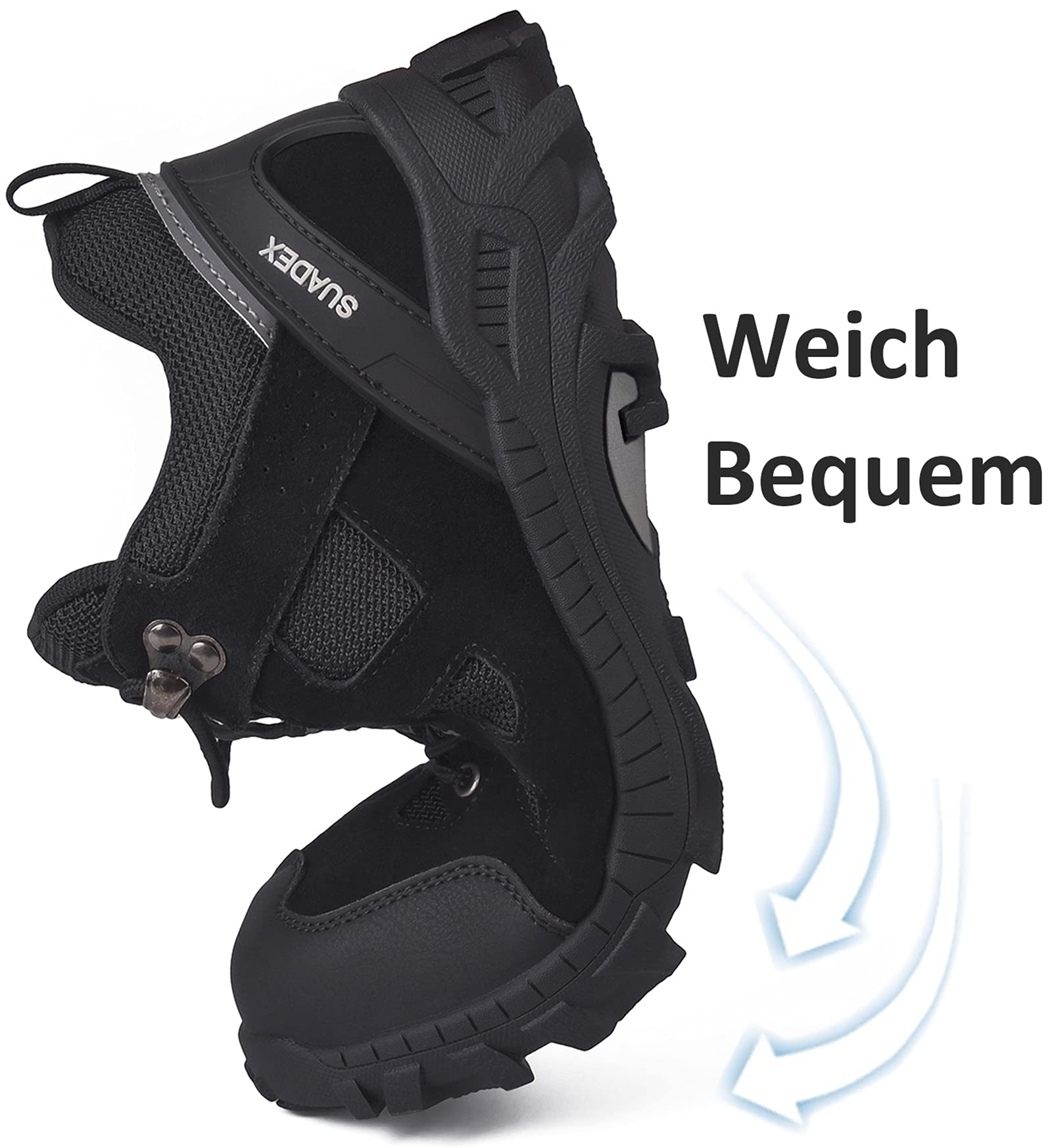 SUADEX obuwie antyfortunistyczne męskie buty damskie buty robocze męskie 37-48 EU, 1875 Czarny, 41 EU